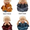 4Pcs Monk Doll Ornament Set Kung Fu Cartoon Little Monk
