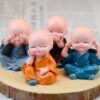 4Pcs Monk Doll Ornament Set Kung Fu Cartoon Little Monk