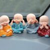 4Pcs Monk Doll Ornament Set Kung Fu Cartoon Little Monk