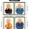 4Pcs Monk Doll Ornament Set Kung Fu Cartoon Little Monk