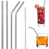 Reusable Stainless Steel Straw with Cleaning Brush Long Metal Straws for Drinking (2- Bend Pipe, 2- Long Straw, 1-Cleaning Brush)